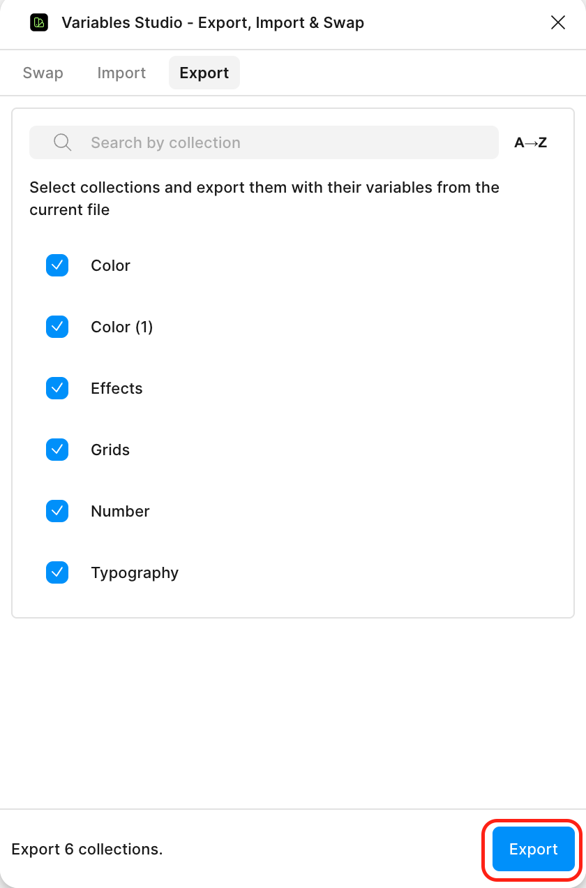 Clicking export button