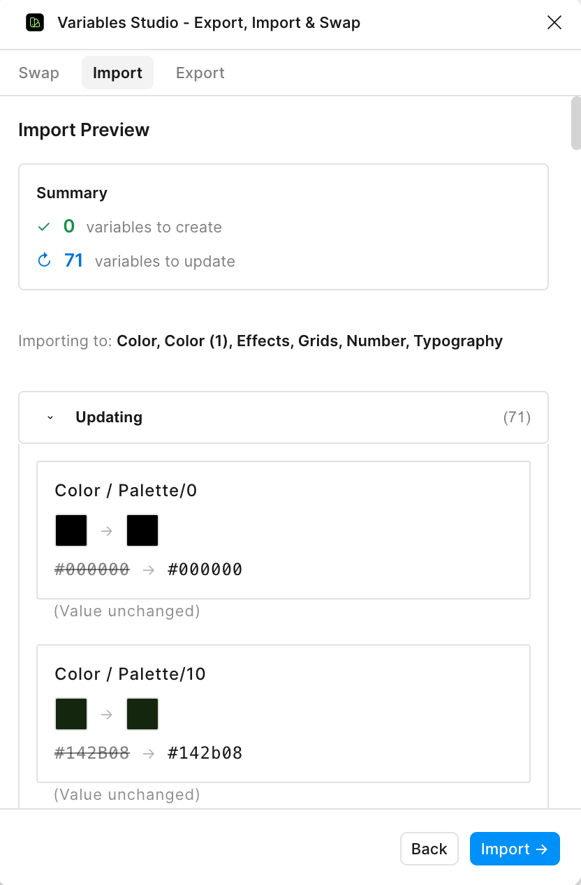 Preview import changes