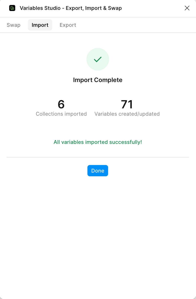 Import complete summary