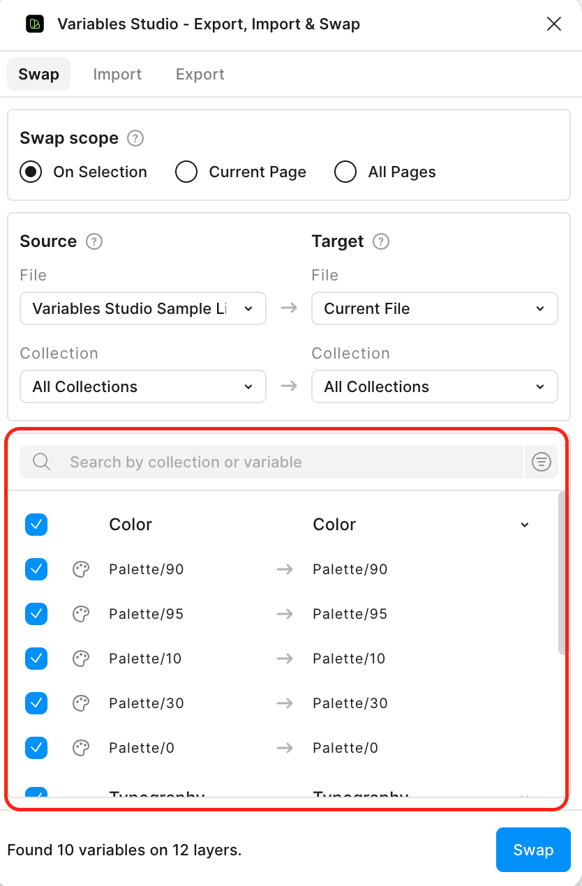 Preview swap changes